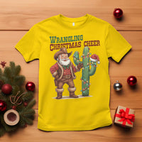 Funny Santa Cowboy T Shirt Wrangling Christmas Cheer - Wonder Print Shop
