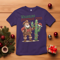 Funny Santa Cowboy T Shirt Wrangling Christmas Cheer - Wonder Print Shop