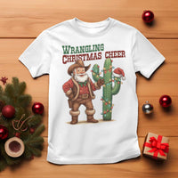 Funny Santa Cowboy T Shirt Wrangling Christmas Cheer - Wonder Print Shop