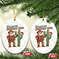 Funny Santa Cowboy Ceramic Ornament Wrangling Christmas Cheer - Wonder Print Shop