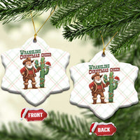Funny Santa Cowboy Ceramic Ornament Wrangling Christmas Cheer - Wonder Print Shop