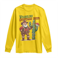 Funny Santa Cowboy Long Sleeve Shirt Wrangling Christmas Cheer - Wonder Print Shop