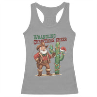Funny Santa Cowboy Racerback Tank Top Wrangling Christmas Cheer - Wonder Print Shop