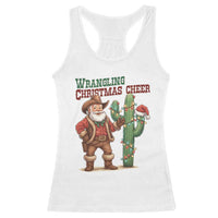 Funny Santa Cowboy Racerback Tank Top Wrangling Christmas Cheer - Wonder Print Shop