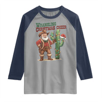 Funny Santa Cowboy Raglan Shirt Wrangling Christmas Cheer - Wonder Print Shop