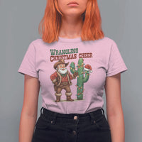 Funny Santa Cowboy T Shirt For Women Wrangling Christmas Cheer - Wonder Print Shop