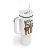 Funny Santa Cowboy Tumbler With Handle Wrangling Christmas Cheer - Wonder Print Shop