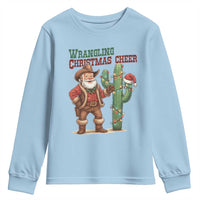 Funny Santa Cowboy Youth Sweatshirt Wrangling Christmas Cheer - Wonder Print Shop