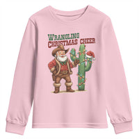 Funny Santa Cowboy Youth Sweatshirt Wrangling Christmas Cheer - Wonder Print Shop