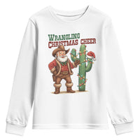 Funny Santa Cowboy Youth Sweatshirt Wrangling Christmas Cheer - Wonder Print Shop
