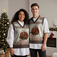 Cowboy Santa Xmas V-Neck Knit Sweater Vest Annual North Pole Rodeo Dec 25th - Wonder Print Shop