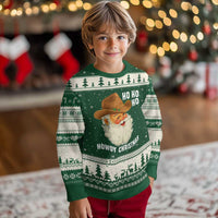 Cowboy Santa Xmas Ugly Christmas Sweater Ho Ho Ho Howdy Xmas - Wonder Print Shop