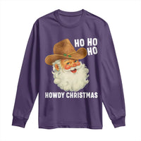Cowboy Santa Christmas Long Sleeve Shirt Ho Ho Ho Howdy Christmas - Wonder Print Shop