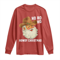 Cowboy Santa Christmas Long Sleeve Shirt Ho Ho Ho Howdy Christmas - Wonder Print Shop