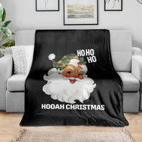 Camo Santa Christmas Throw Blanket Ho Ho Ho Hooah Christmas - Wonder Print Shop