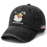 Camo Santa Christmas Washed Cotton Baseball Cap Ho Ho Ho Hooah Christmas