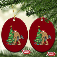 Bigfoot Gamer Christmas Ceramic Ornament Funny Sasquatch Gaming Xmas - Wonder Print Shop