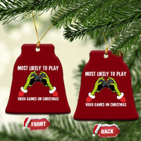 Funny Elf Hand Christmas Ceramic Ornament Most Likely To Play Video Games On Christmas - Wonder Print Shop