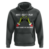 Funny Elf Hand Christmas Hoodie Most Likely To Play Video Games On Christmas - Wonder Print Shop