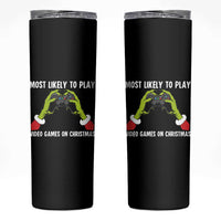 Funny Elf Hand Christmas Skinny Tumbler Most Likely To Play Video Games On Christmas - Wonder Print Shop