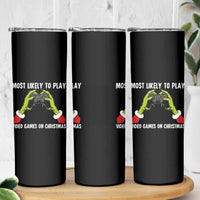 Funny Elf Hand Christmas Skinny Tumbler Most Likely To Play Video Games On Christmas - Wonder Print Shop