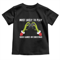 Funny Elf Hand Christmas Toddler T Shirt Most Likely To Play Video Games On Christmas - Wonder Print Shop