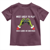Funny Elf Hand Christmas Toddler T Shirt Most Likely To Play Video Games On Christmas - Wonder Print Shop