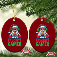 Funny Santa Gamer Christmas Ceramic Ornament - Wonder Print Shop