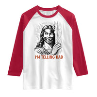 Funny Jesus Christian Meme Raglan Shirt I Am Telling Dad