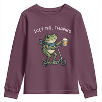 Funny Frog Anti ICE Political Protest Youth Sweatshirt Ice? No Thanks