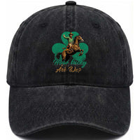 How Lucky Are We Washed Cotton Baseball Cap Cowboy Western Irish St Patrick's Day
