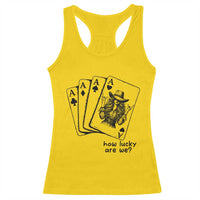 How Lucky Are We Racerback Tank Top Funny Western Cowgirl Rodeo Playing Card