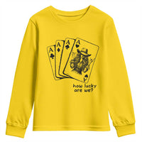 How Lucky Are We Youth Sweatshirt Funny Western Cowgirl Rodeo Playing Card