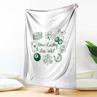 How Lucky Are We Throw Blanket Irish Shamrock Horseshoe St Patricks Day