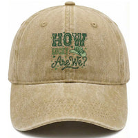 How Lucky Are We Washed Cotton Baseball Cap Cowboy Western St Patrick's Day