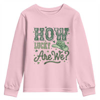 How Lucky Are We Youth Sweatshirt Cowboy Western St Patrick's Day
