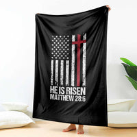 He Is Rise Throw Blanket Christian American Flag Easter Bible Verse