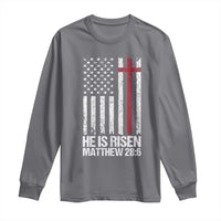 He Is Rise Long Sleeve Shirt Christian American Flag Easter Bible Verse