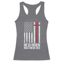 He Is Rise Racerback Tank Top Christian American Flag Easter Bible Verse