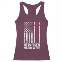 He Is Rise Racerback Tank Top Christian American Flag Easter Bible Verse