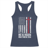 He Is Rise Racerback Tank Top Christian American Flag Easter Bible Verse