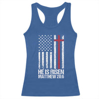 He Is Rise Racerback Tank Top Christian American Flag Easter Bible Verse