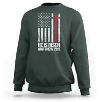 He Is Rise Sweatshirt Christian American Flag Easter Bible Verse