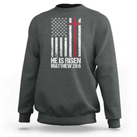 He Is Rise Sweatshirt Christian American Flag Easter Bible Verse