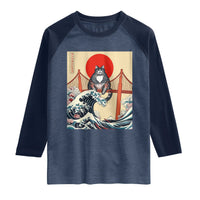 San Francisco Cat Raglan Shirt Vintage Japanese Anime Kawaii Cat Sunset