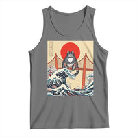 San Francisco Cat Tank Top Vintage Japanese Anime Kawaii Cat Sunset