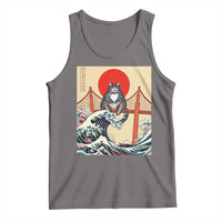San Francisco Cat Tank Top Vintage Japanese Anime Kawaii Cat Sunset