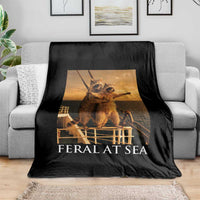 Vintage Feral At Sea Cruise Throw Blanket Funny Raccoon Parody Movie