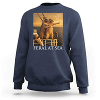 Vintage Feral At Sea Cruise Sweatshirt Funny Raccoon Parody Movie