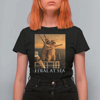 Vintage Feral At Sea Cruise T Shirt For Women Funny Raccoon Parody Movie